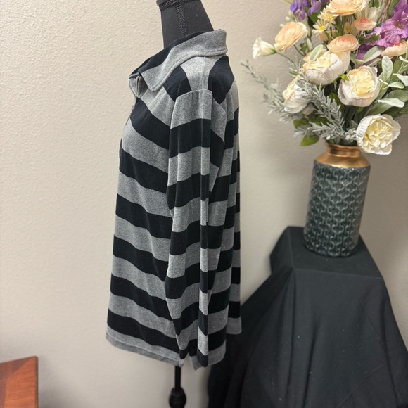 Jones New York Sport 1X Gray & Black Striped Half-Zip Pullover - Picture 3 of 8